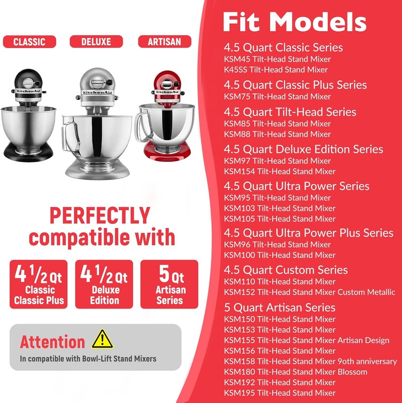 CHUDODO Flat Beater for KitchenAid 4.5qt-5qt Tilt-Head Stand Mixer,Stainless Steel Paddle Attachments Fits for K45SS, KSM75, KSM90, KSM110, KSM125, KSM150, Dishwasher Safe, Heavy Duty, No Residue - Image 3